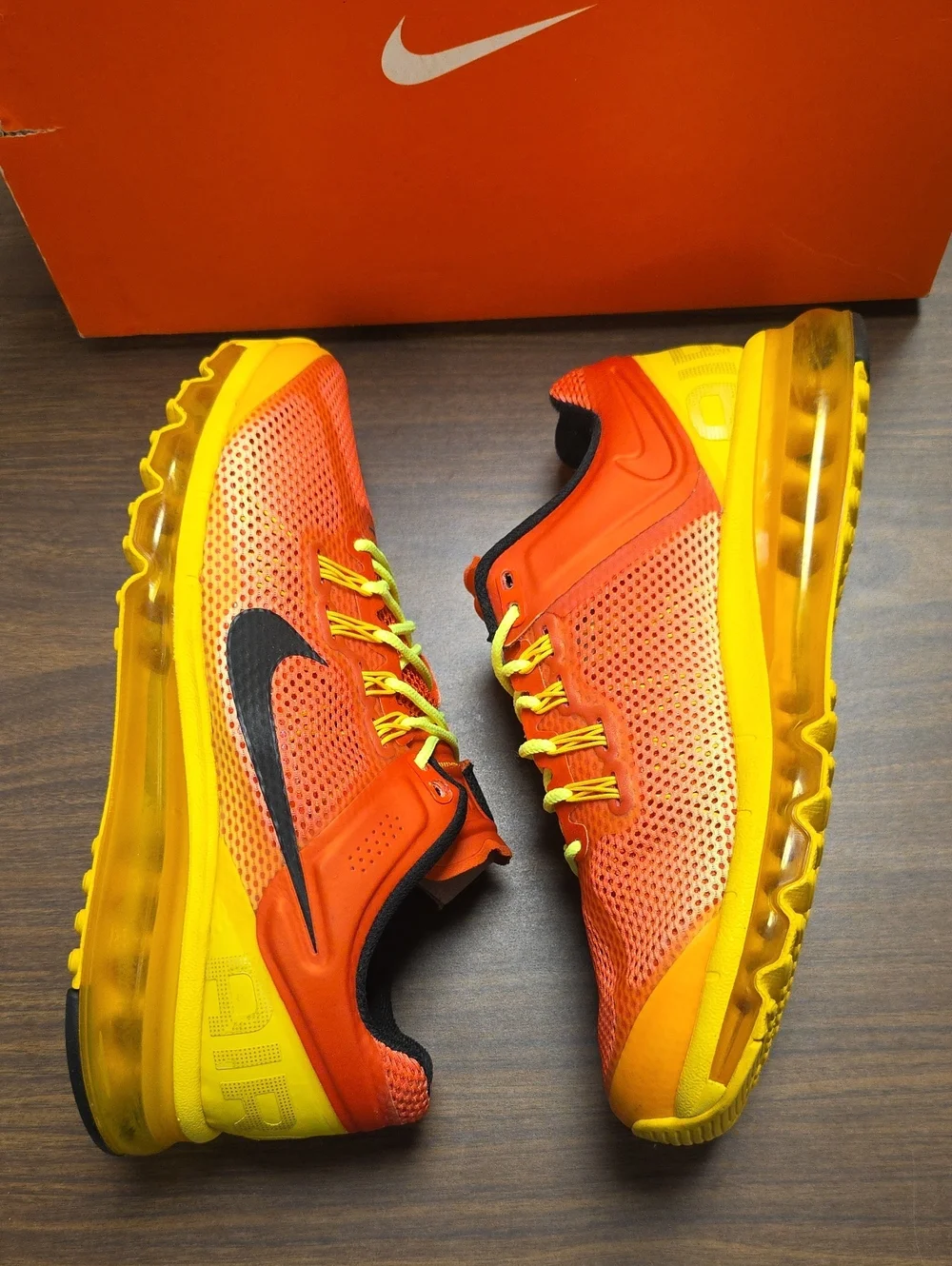 Nike Air Max+ 2013 Premium Orange Yellow 579954-807 Men's 8.5/Women's 10